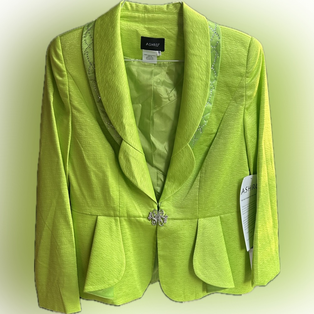 Ashro Green Blazer Tailored Fit Notched Lapels